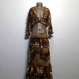 Super Sexy & Sheer 2pc Gold Ribbon skirt set by MINA